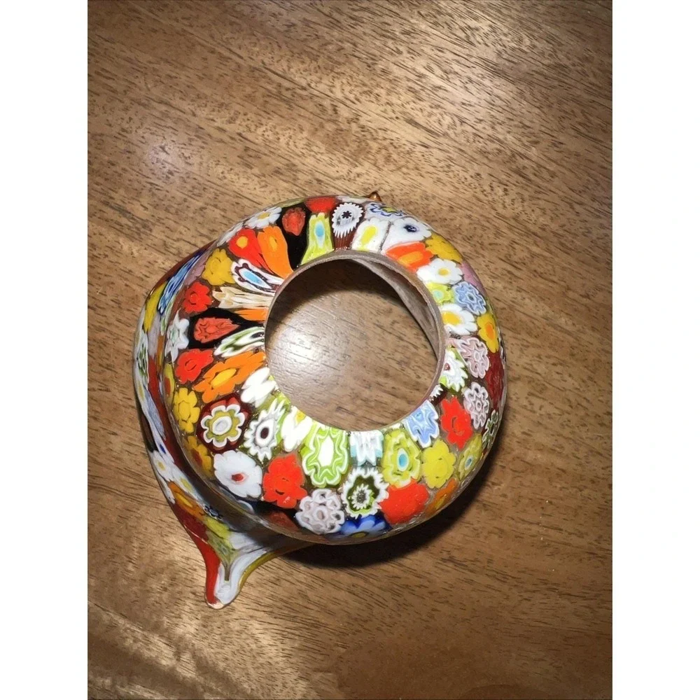 Vintage Murano Millefiori Art Glass Bell Pendant Light Lamp Shade Calotta